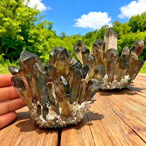 Raw smoky quartz - quartz, cluster