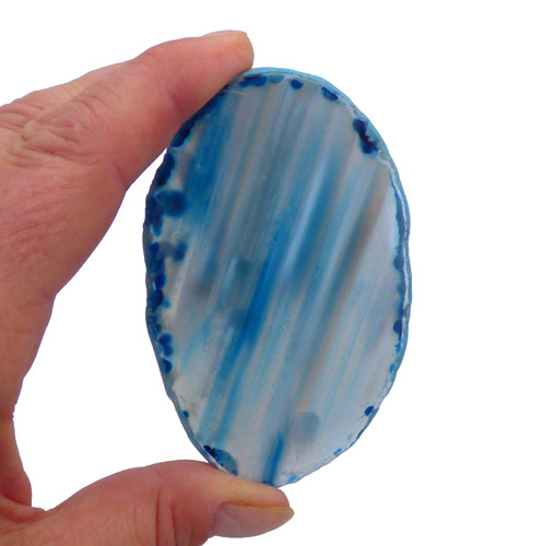 Striped blue and clear agate - blue,