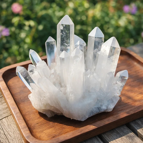Large clear quartz cluster - clear,