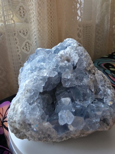 Natural blue celestite crystal - blue,