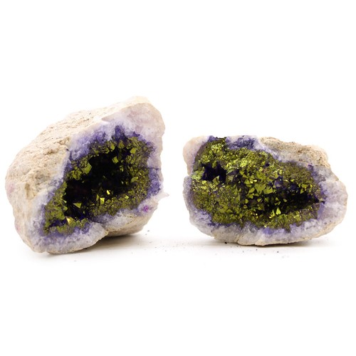 Coloured calsite geodes - geodes,
