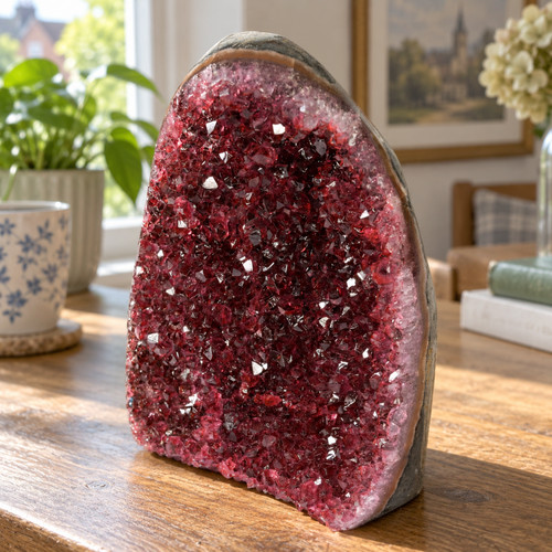 Wine red geode crystal - red, cluster