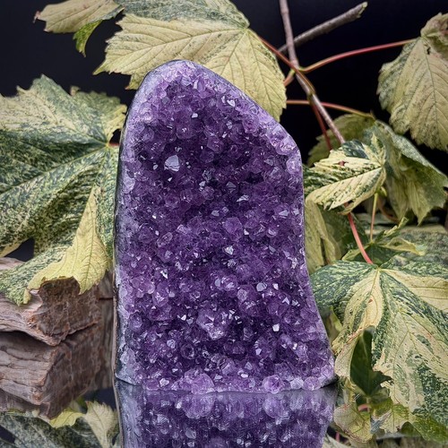 Amethyst crystal geode - , cut
