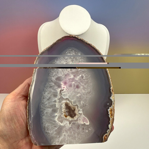 Polished agate geode slice - polished,