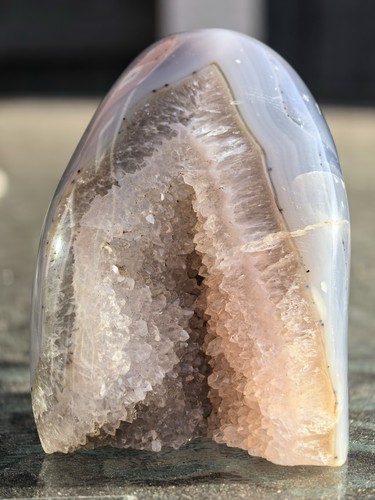 Natural agate geode - natural, open