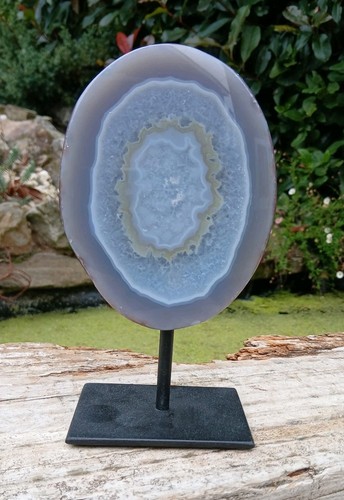 Natural blue agate geode - blue, agate~