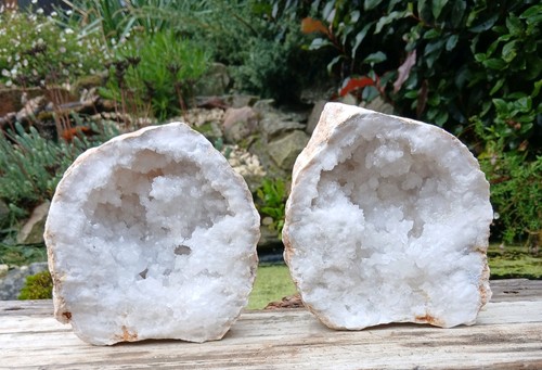 White quartz geode crystal - white,