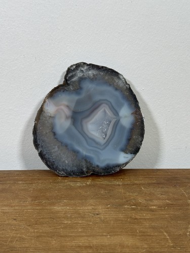 Natural blue gray agate slice - blue,